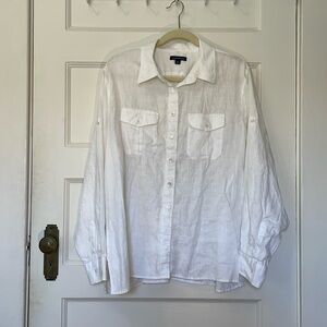 Land’s End 100% linen white button up. 20W